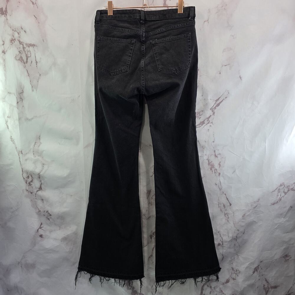 & Other Stories Jeans Womens 28 8 Flare Black Frayed Hem Denim High Rise
